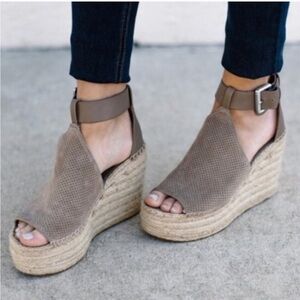 Marc Fisher Grey Espadrille Wedge size 11
